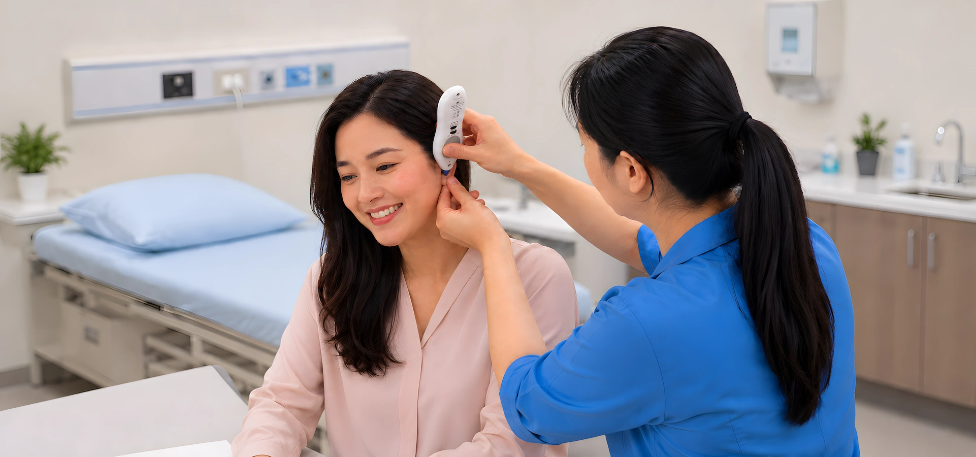 Chuyên gia sử dụng Dolphin MPS tại vùng tai của người được điều trị